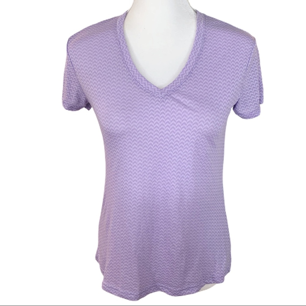 π Avia Purple Chevron Print Workout Tee- M - Picture 2 of 9